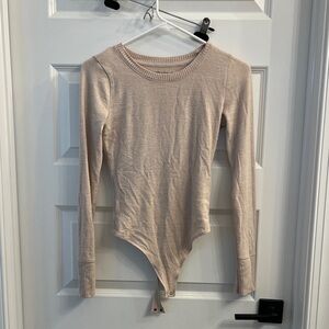 Abercrombie & Fitch Beige Long Sleeve Bodysuit